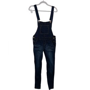 VIP Jeans Juniors Overalls Denim Skinny Long Pant Solid Blue Juniors 7/8